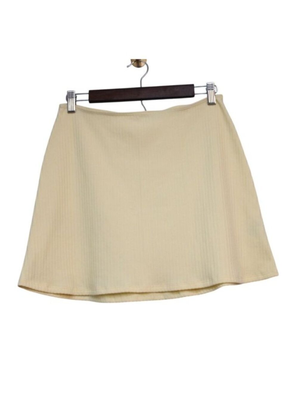 Reformation Mini Skirt Size Medium Butter Yellow Ribbed Knit Stretch Preppy